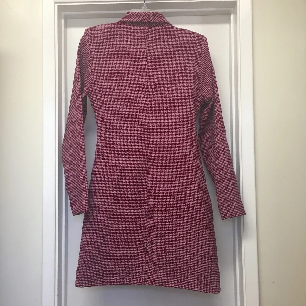 NWT Zara Pink Black Houndstooth Blazer Dress Bloggers Fav - Picture 11 of 12
